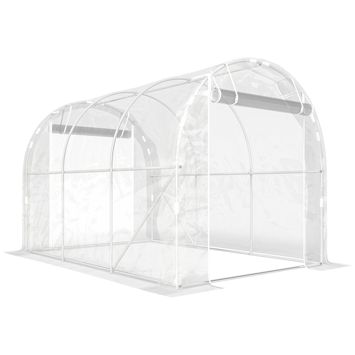 Serre tunnel de jardin 6m² serre de jardin tunnel 195x295x195cm cadre acier galvanisé, bâche PE 150g/m² transparent