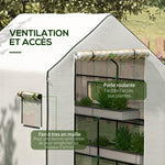 Bâche de remplacement pour serre de jardin 140 x 143 x 190 cm avec fenêtre et porte à fermeture éclair anti-UV