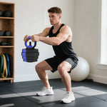 Ensemble d'haltères musculation 6-en-1 haltère réglable 25 kg kettlebell, barre de musculation support pour pompes bleu