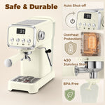 Machine à Expresso avec Buse Vapeur à Mousse de Lait, Cafetière 20Bars, Réservoir d'Eau Amovible 1,2 L, Crème