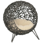Panier chat lit surélevé chat cosy niche grotte Ø 52 x 58H cm coussin moelleux inclus résine tressée imitation