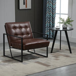 Fauteuil de salon Chesterfield Fauteuil Relax Assise Dossier capitonnés Structure métal Noir revêtement synthétique Chocolat