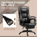 Fauteuil de bureau massant, chaise de bureau avec hauteur réglable, dossier inclinable et télécommande filaire, noir