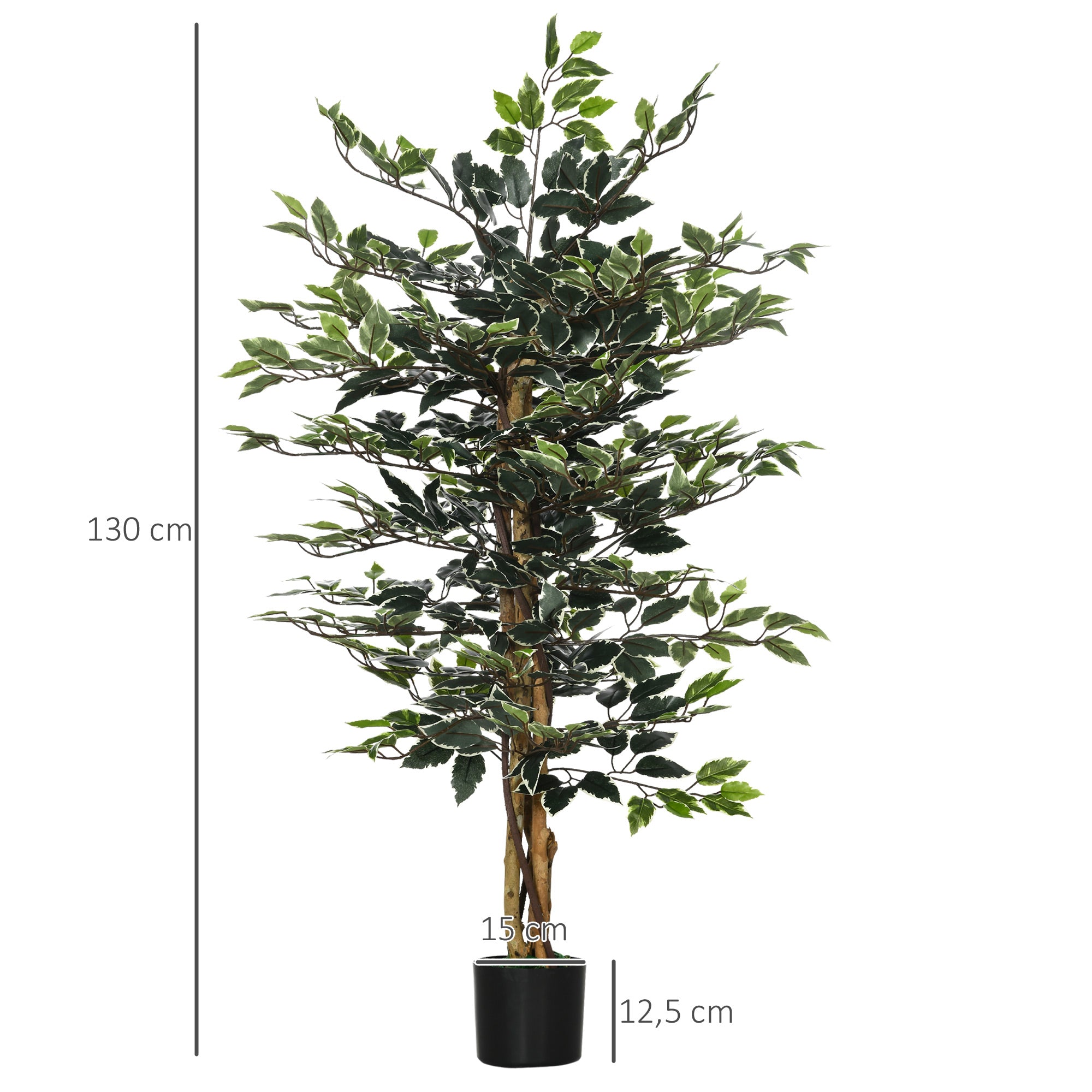 Plante artificielle ficus tronc branches liane lichen feuilles grand réalisme pot inclus hauteur 1,3 m