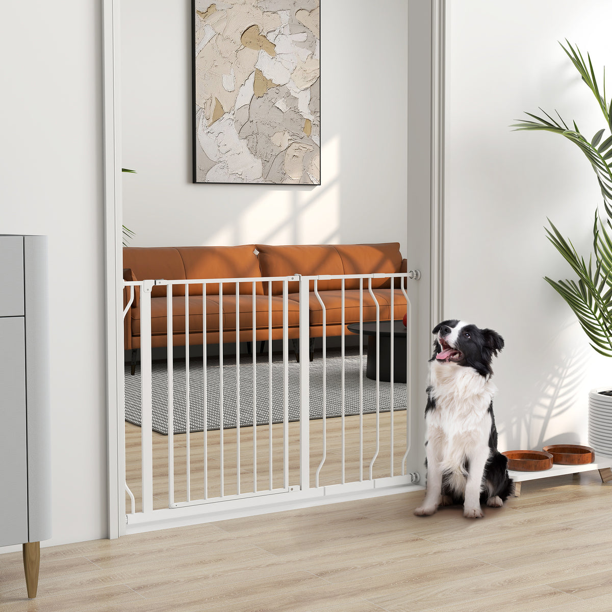 Barrière de sécurité barrière pour animal domestique longueur réglable dim. 75-115L x 76H cm blanc