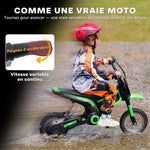 Moto cross électrique enfant moto électrique enfants moteur 350 W batterie 12V 8-16 km/h pneus gonflables 12'' vert