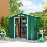Abri de Jardin 2,42 m² - Remise pour Outils avec kit de fondation - cabanon Porte verrouillable - dim. 213L x 130l x 185H cm - tôle d'acier Vert