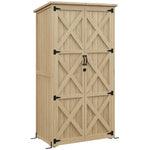 Armoire de jardin abri remise pour outils 90L x 54.5P x 161/168,5H cm 2 étagères toit bitumé étanche bois pin autoclave