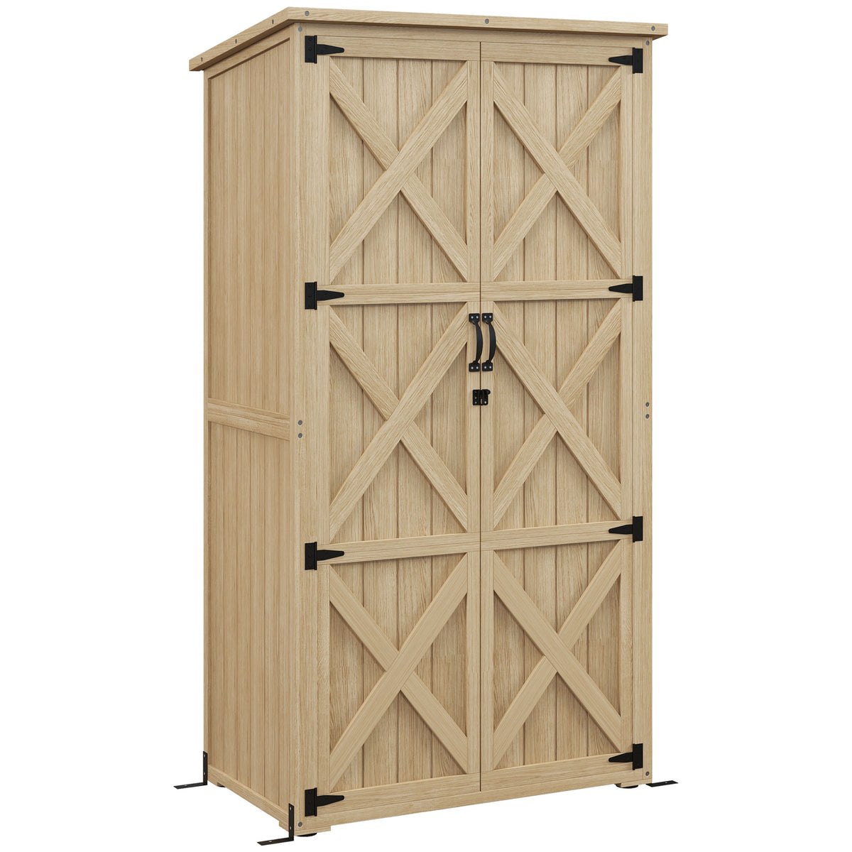 Armoire de jardin abri remise pour outils 90L x 54.5P x 161/168,5H cm 2 étagères toit bitumé étanche bois pin autoclave