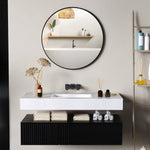 Miroir rond miroir salle de bain cadre en métal facile à installer, pour chambre, salon, entrée, Ø 70 x 2,5 cm noir
