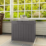 97L outdoor storage box with recessed handles, waterproof outdoor storage chest 56 x 41 x 50 cm, brown