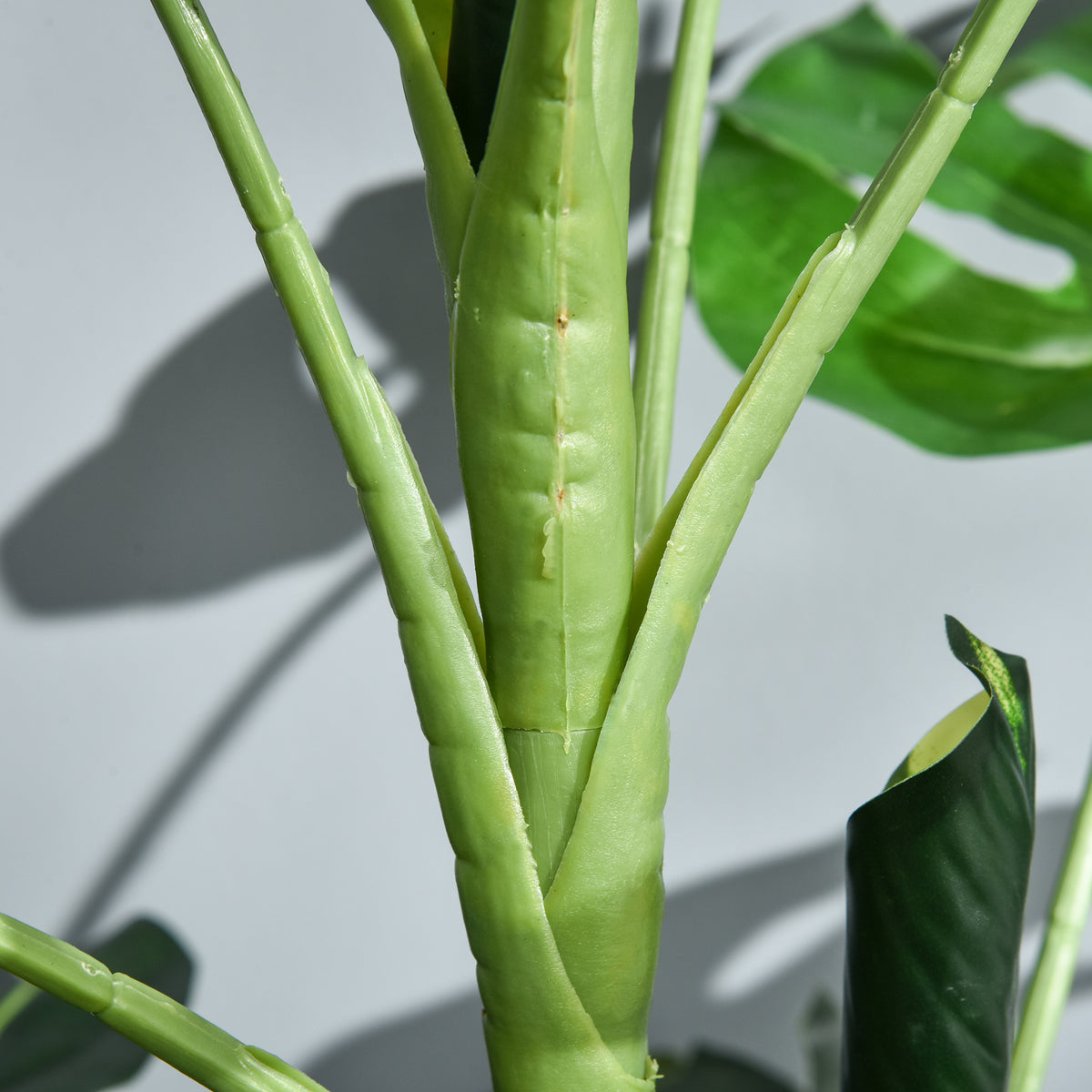 Plante artificielle modèle Monstera avec 21 feuilles en pot ciment, intérieur ou extérieur, dim. Ø16 x 100H cm