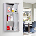 Armoire à Pharmacie 2 étagères 3 Niveaux verrouillable Porte Verre trempé dépoli Logo Croix 25L x 12l x 48H cm Acier INOX