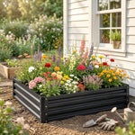 Carré potager de jardin acier galvanisée 120 x 120 x 30 cm gris