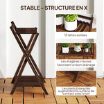 Lot de 2 support plantes intérieur 2 niveaux étagères à plants avec support arrière 73 x 36 x 64 cm marron