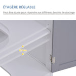 Meuble salle de bain sous lavabo - meuble sous-vasque - placard 2 portes avec étagère - dim. 60L x 30l x 60H cm - en bois gris blanc