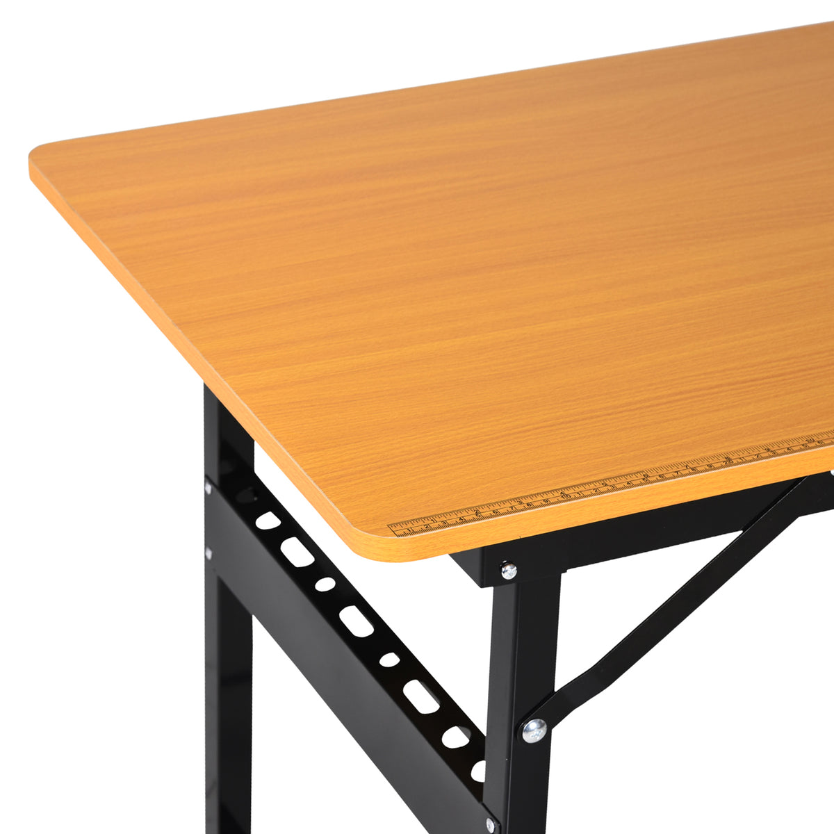 Opvouwbare werkbank, inklapbare werktafel met liniaal en gradenboog, MDF-werktafel 100 x 60 x 75,5 cm, geel/zwart