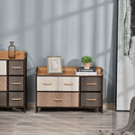 Commode Meuble de Rangement 5 tiroirs en Tissu 87,5 x 29 x 58 cm Marron et Beige