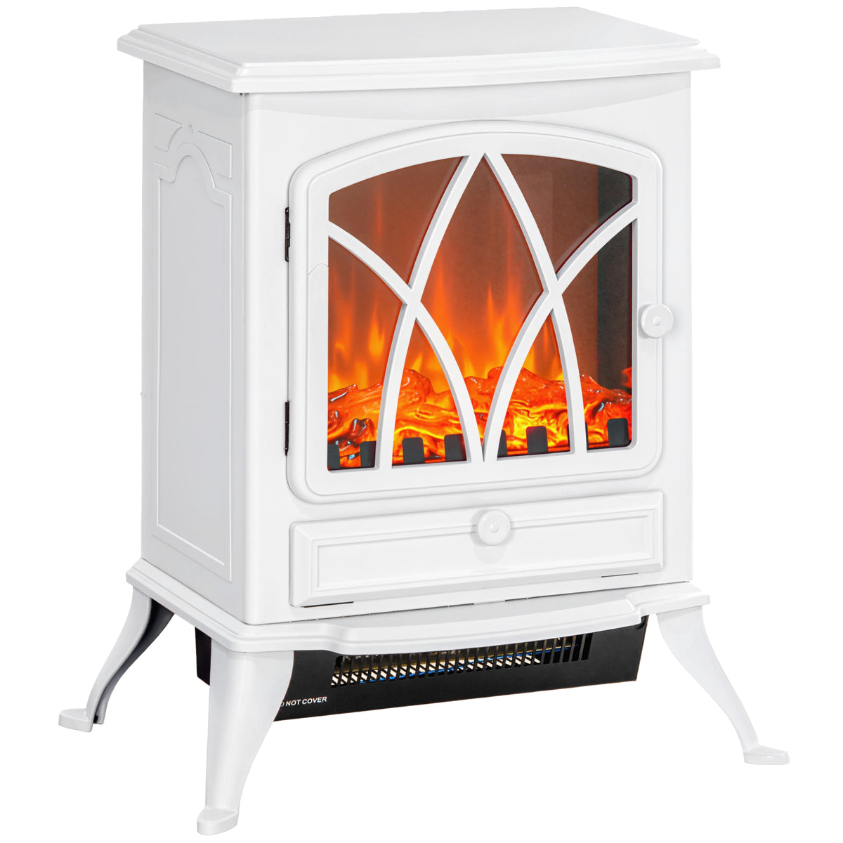 Cheminée électrique sur pied 1000/2000 W, fausse cheminée décorative avec effet flamme LED, blanc