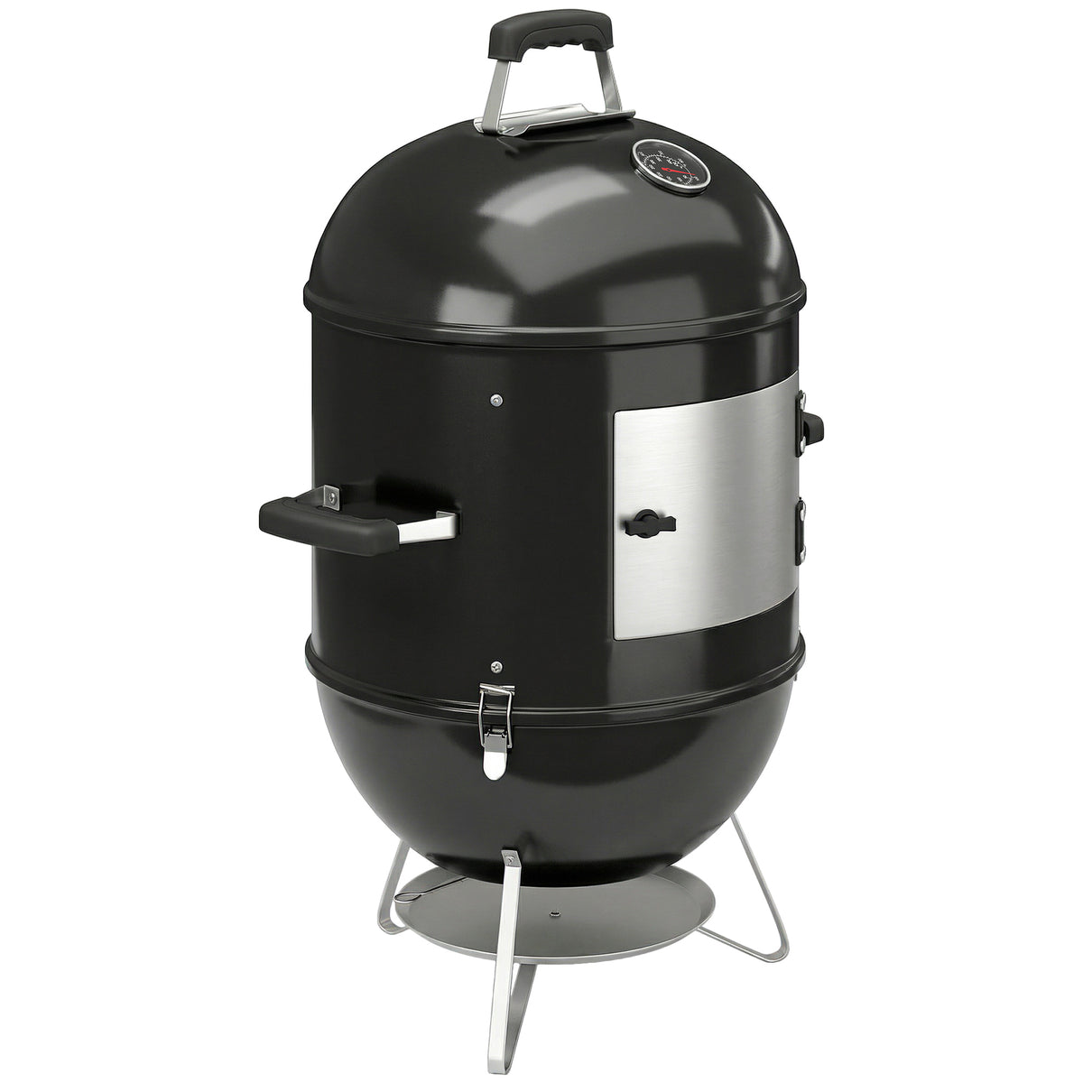 Fumoir 3 en 1 avec 3 Grilles de Cuisson, Thermomètre Intégré, Ventilation Réglable, 62,5x47,5x91cm, Noir