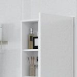 Armoire murale salle de bain avec miroir, meuble salle de bain, 5 compartiments et étagère réglable, 60x15x76cm, blanc