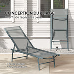 Lot de 2 bain de soleil chaise longue pliante textilène transat jardin extérieur inclinable 54 x 164 x 84 cm gris clair