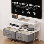 Meuble TV, meuble télé pour téléviseur jusqu'à 47 pouces avec 2 tiroirs et pieds en acier, 98 x 29 x 56 cm, gris clair