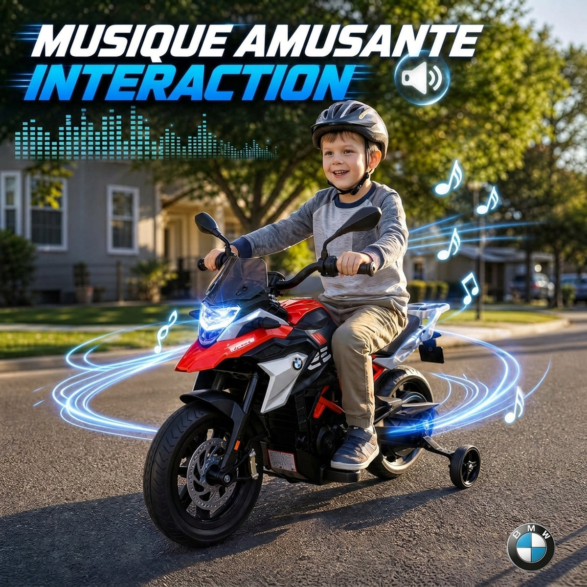 Moto elettrica per bambini 3-8 anni BMW G310 GS, batteria al litio 12V, 3-6 km/h, 102 x 62 x 73 cm, rosso