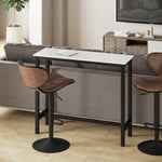Table de Bar Table Haute de Cuisine Mange-debout - dim. 120L x 40l x 100H cm - châssis piètement Acier, Plateau Aspect marbre Blanc