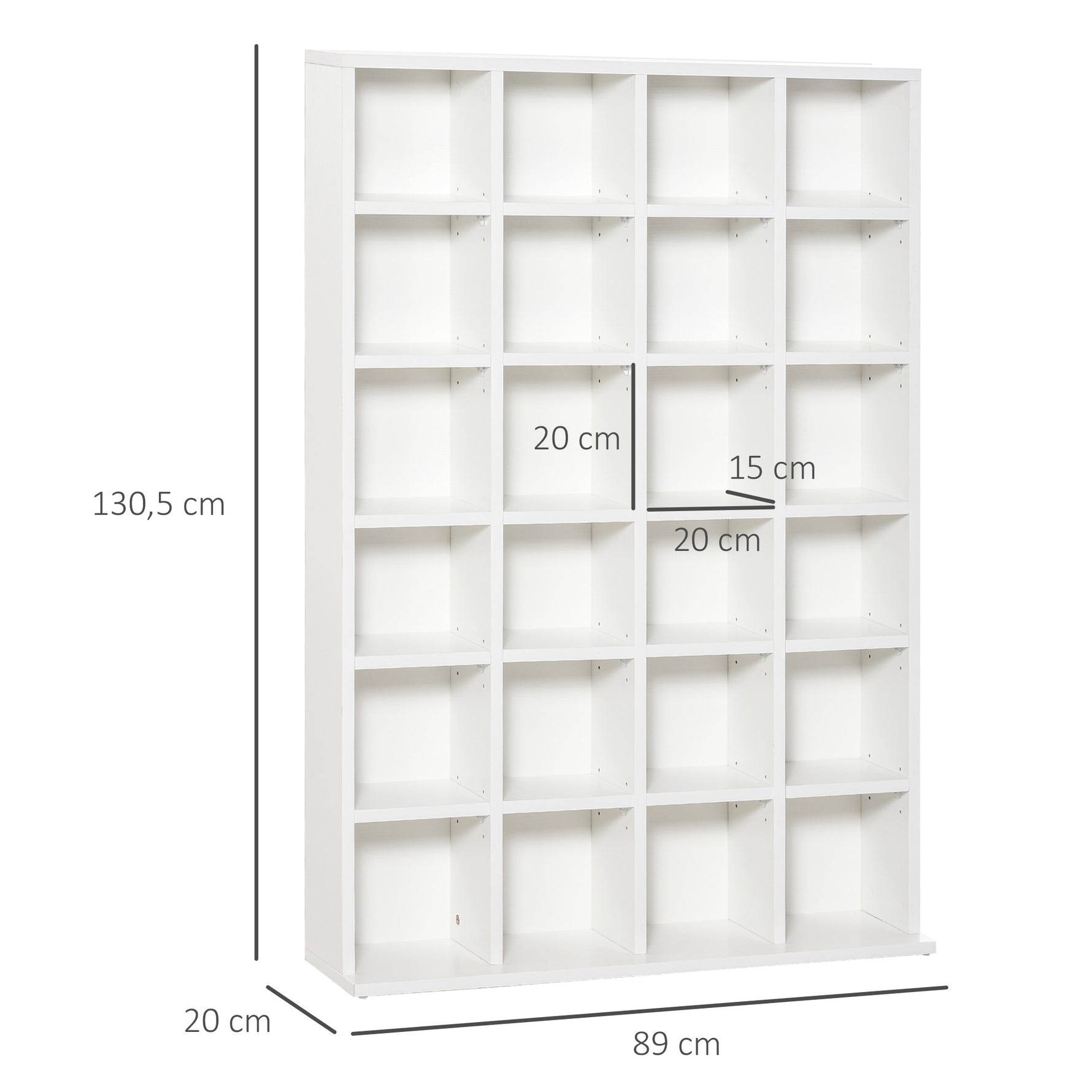 Meuble de rangement multimédia 456 CD/ 336 DVD - bibliothèque en bois avec étagères réglables, 89 x 130,5 cm, blanc