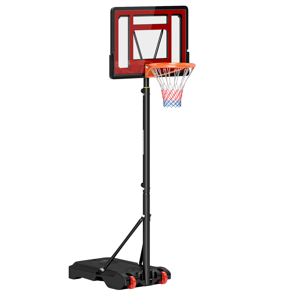 Panier de basket extérieur hauteur réglable 160–210 cm panier de basket sur pied à roulettes base remplissable noir
