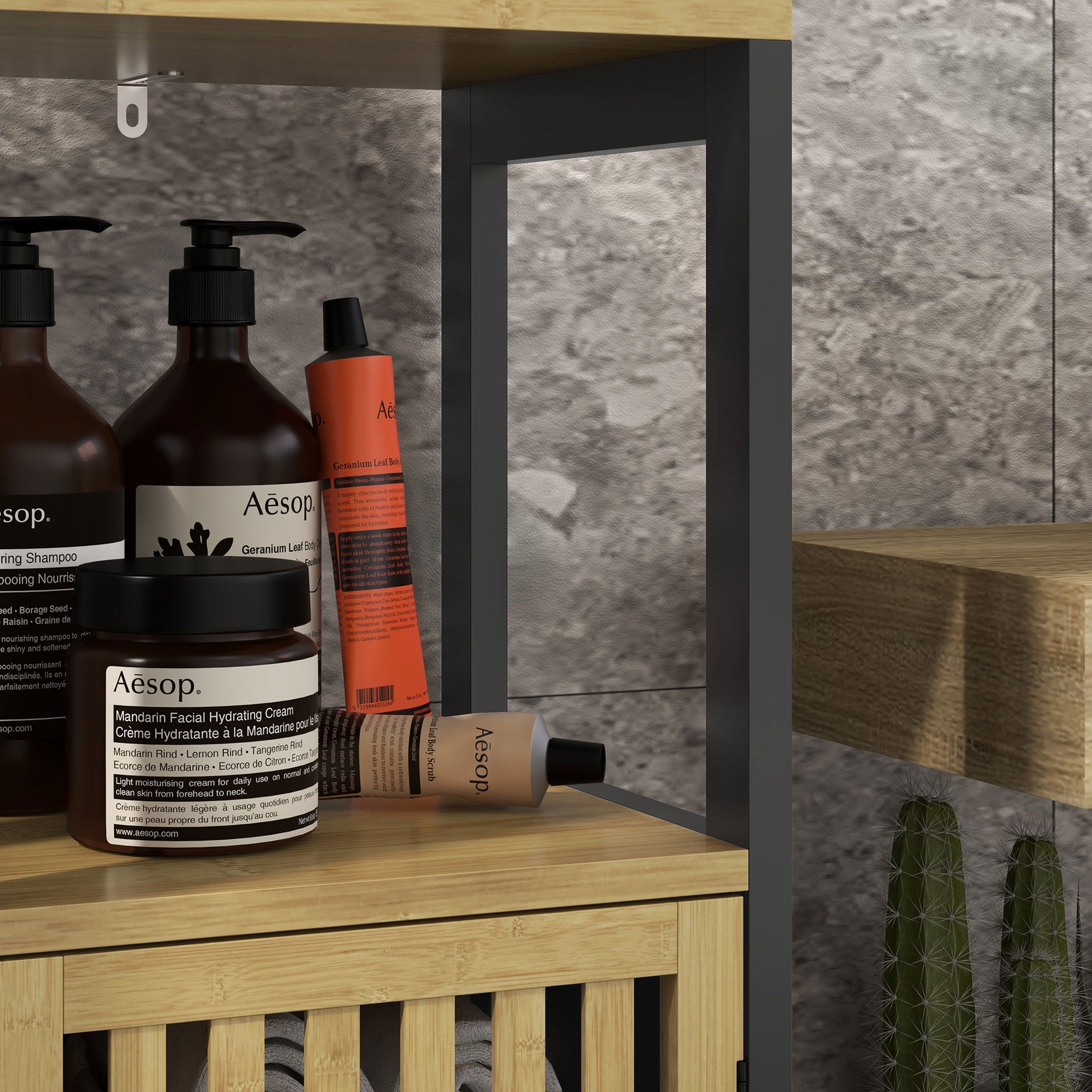 Meuble bas de salle de bain en bambou avec placard 1 porte niche ouverte 32 x 30 x 90,5 cm, noir et bois