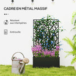 Jardinière avec treillis, bac à fleurs pour plantes grimpantes, légumes, fleurs en métal 61 x 23 x 113 cm noir