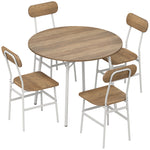 Ensemble table salle à manger avec 4 chaises, table de cuisine avec chaises pour 4 personnes, cadre en métal, naturel