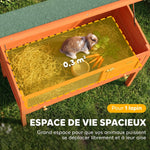 Clapier Lapin Extérieur en Bois, Toit Ouvrable en Asphalt et Plateau Coulissant, Design Surélevé, 90x45x65cm, Orange