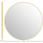 Miroir rond miroir salle de bain cadre en métal facile à installer, pour chambre, salon, entrée, Ø 70 x 2,5 cm or