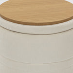 Pouf de Rangement en Chenille avec Couvercle, Tabouret Rond pour Salon et Chambre, Beige
