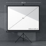 Écran de projection 84 pouces avec support trépied hauteur réglable, écran 4K HD 4:3, en intérieur/à l'extérieur