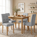 Lote de 2 sillas de comedor, silla de cocina moderna con asiento acolchado de tela efecto lino, gris claro