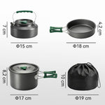 Kit de Casseroles Camping en Aluminium 11 Pcs, avec Sac de Rangement et Poignées Anti-Brûlures, Ø19x10cm, Gris-2