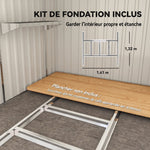 Tuinhuis 2,81 m² met Fundering, Aanbouw Gereedschapsschuur van Gegalvaniseerd Staal, 154x206,5x181cm, Lichtgrijs