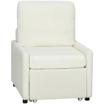 Fauteuil convertible 1 place, fauteuil-lit avec rangement caché, assise large et rembourrée, 72 x 85,5 x 91 cm, crème
