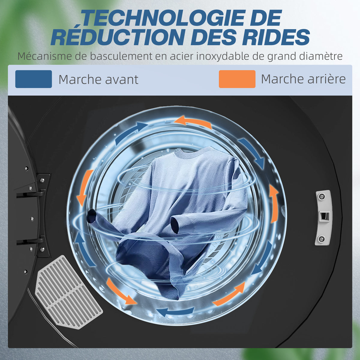 Sèche linge à évacuation, sèche-linge électrique 1000 W 3 Kg, modes Extra Dry et ECO, minuterie, acier inoxydable, noir
