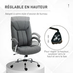 Fauteuil de bureau, chaise de bureau ergonomique, hauteur réglable, dossier haut, fonction de bascule, 65x78x118cm, gris