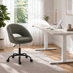 Sedia da ufficio ergonomica in ciniglia, altezza regolabile, braccioli integrati, girevole a 360°, 59x60x79-89 cm, verde scuro