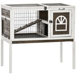 Clapier à lapins cage lapin intérieur, avec bac amovible, 2 portes verrouillables, échelle, 90 x 53 x 87 cm, café