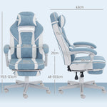 Chaise gaming, fauteuil gaming ergonomique avec repose-pieds, hauteur réglable, dossier inclinable, 63x63x123cm, bleu