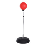 Sac de Frappe sur Pied Punching ball sur pied réglable en hauteur 126-144 cm avec gants, pompe et base de lestage pour adolescents et débutants rouge