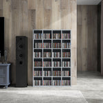 Multimedia-Aufbewahrungsmöbel für 456 CDs / 336 DVDs – Holzregal mit verstellbaren Einlegeböden, 89 x 130,5 cm, grau