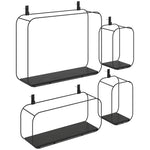 Lot de 4 étagères murales industrielles, étagères flottantes géométriques en métal, pour salon, chambre et bureau, noir